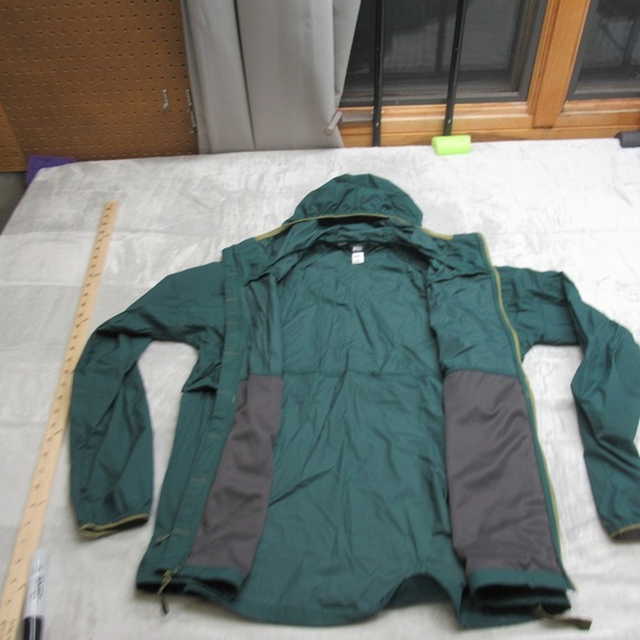 REI Co Op Jacket Womens Large Green Lightweight Hood Rain Spandex Full Zip Wind - Picture 3 of 12